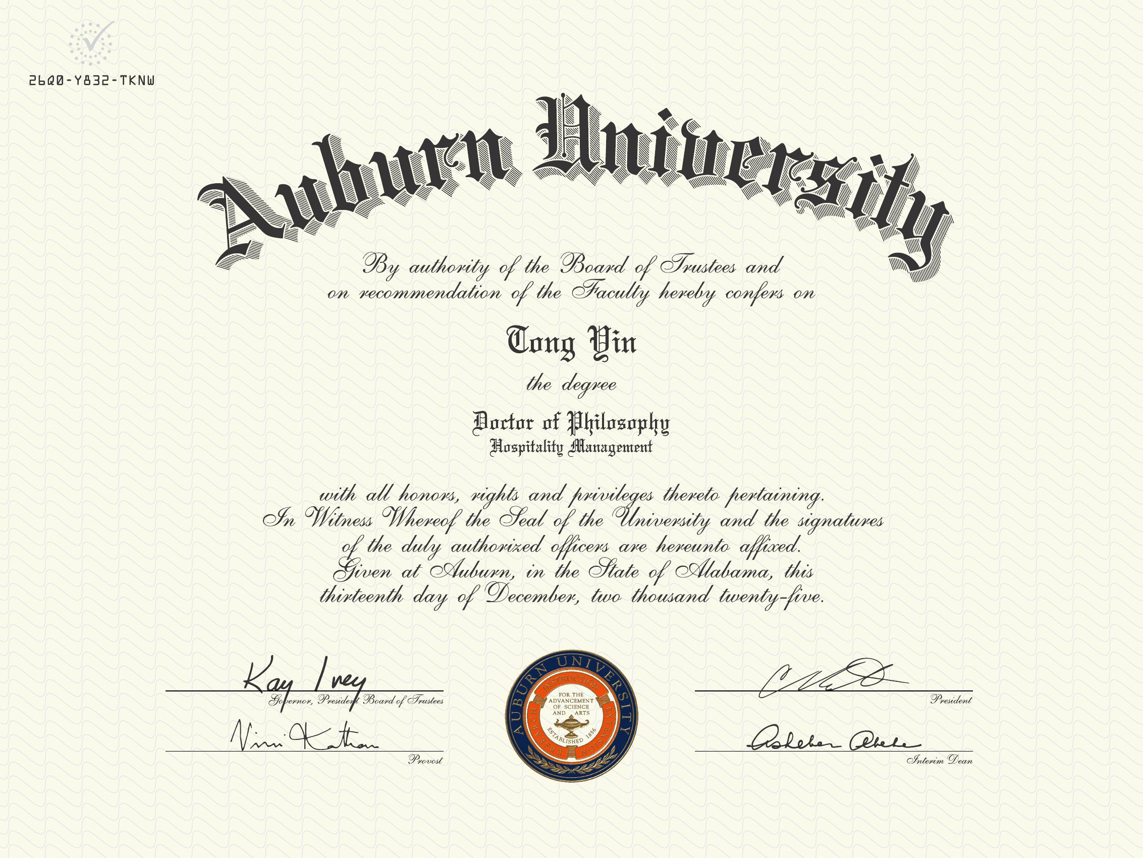 Ph.D. Diploma